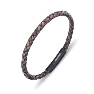 brown and black leather bracelet