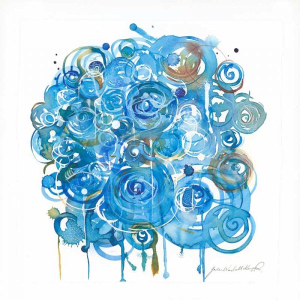 blue swirls watercolour original