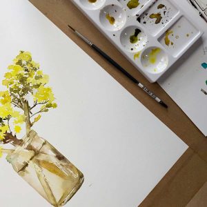 Watercolour painting and pallet