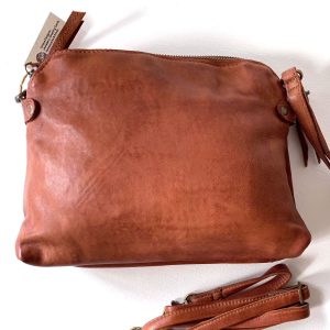 leather clutch camel colour