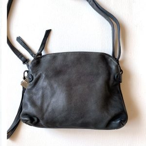 Leather Clutch Handbag Black