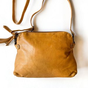 Leather Clutch Handbag Mustard