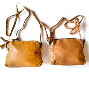 Leather Clutch Handbag Mustard / Tan