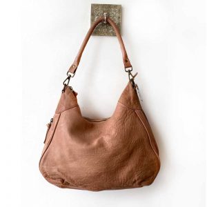 leather shoulder hobo bag blush