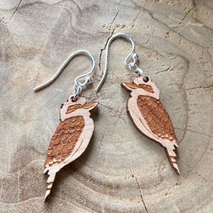 lasercut wood kookaburra earrings