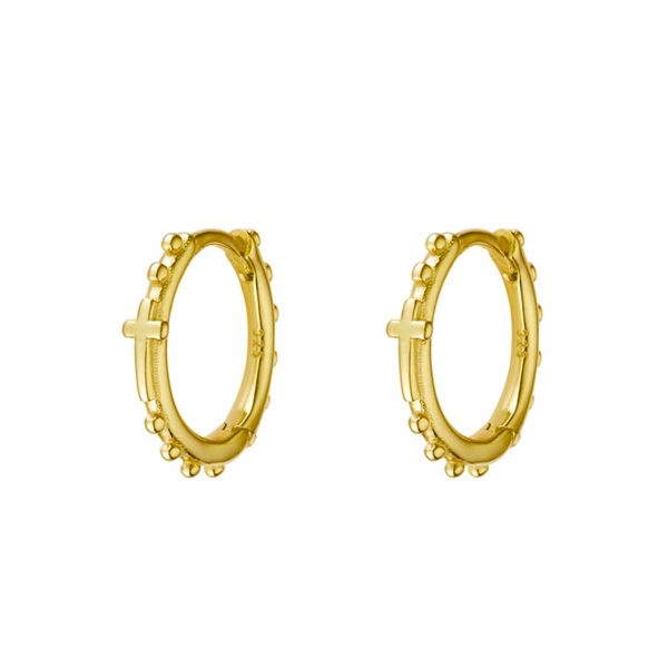 Gold cross detail sleeper earrings