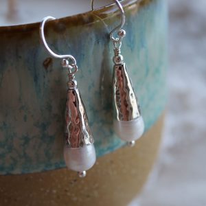 Cone and pearl earrings
