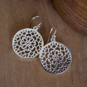 mandala silver earrings