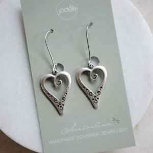 open heart silver earrings