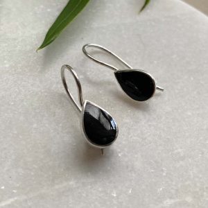 black tear drop earrings