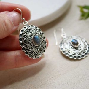 labradorite Mandala design earrings