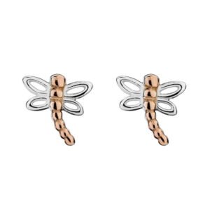 rose gold Silver dragonfly studs
