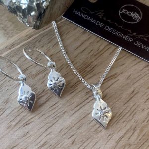 silver infinite love necklace earrings