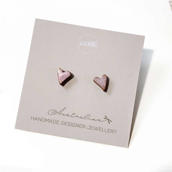 pink heart stud earrings