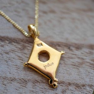 Gold diamond shaped pendant back