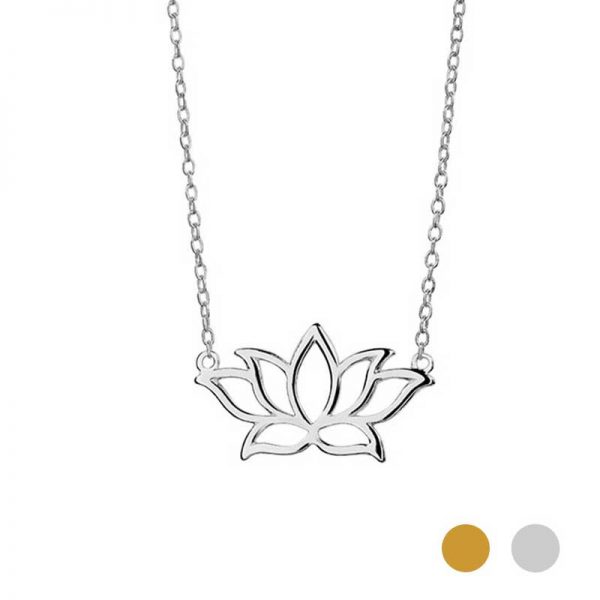 Silver lotus flower neckalce