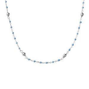 blue and silver enamel beaded necklace