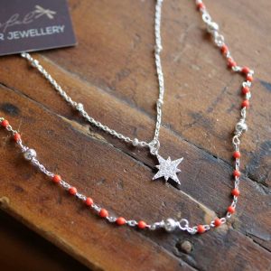 red/silver coral necklace