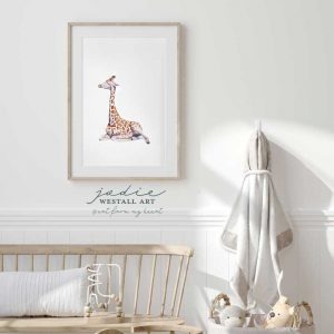 baby giraffe print wall art